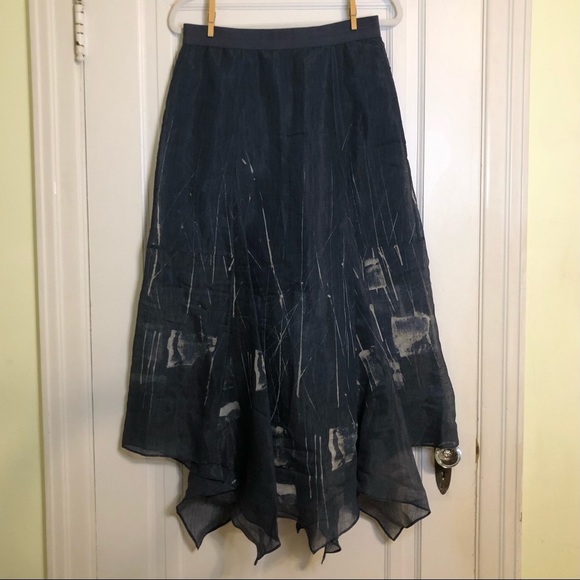 NWT NIC+ZOE Sheer Lined Skirt Blue Asymmetrical - Picture 2 of 6